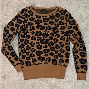 Ann Taylor Factory Leopard Print Sweater - Black and Brown